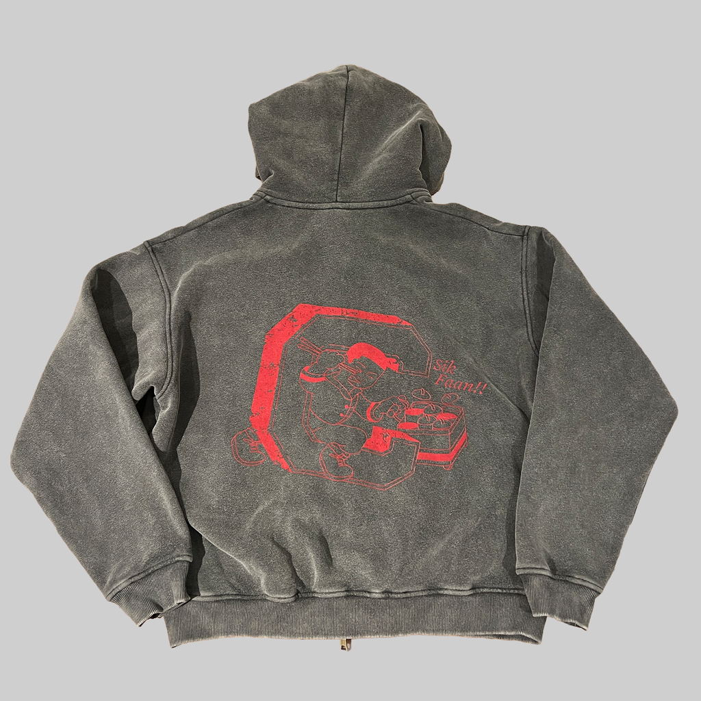 Black College Script Logo Double-Zip Hoodie