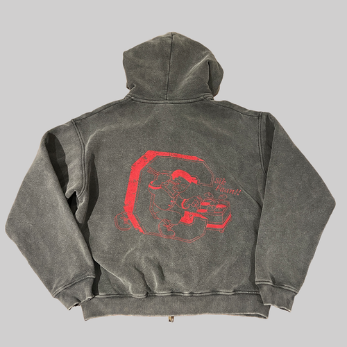 Black College Script Logo Double-Zip Hoodie