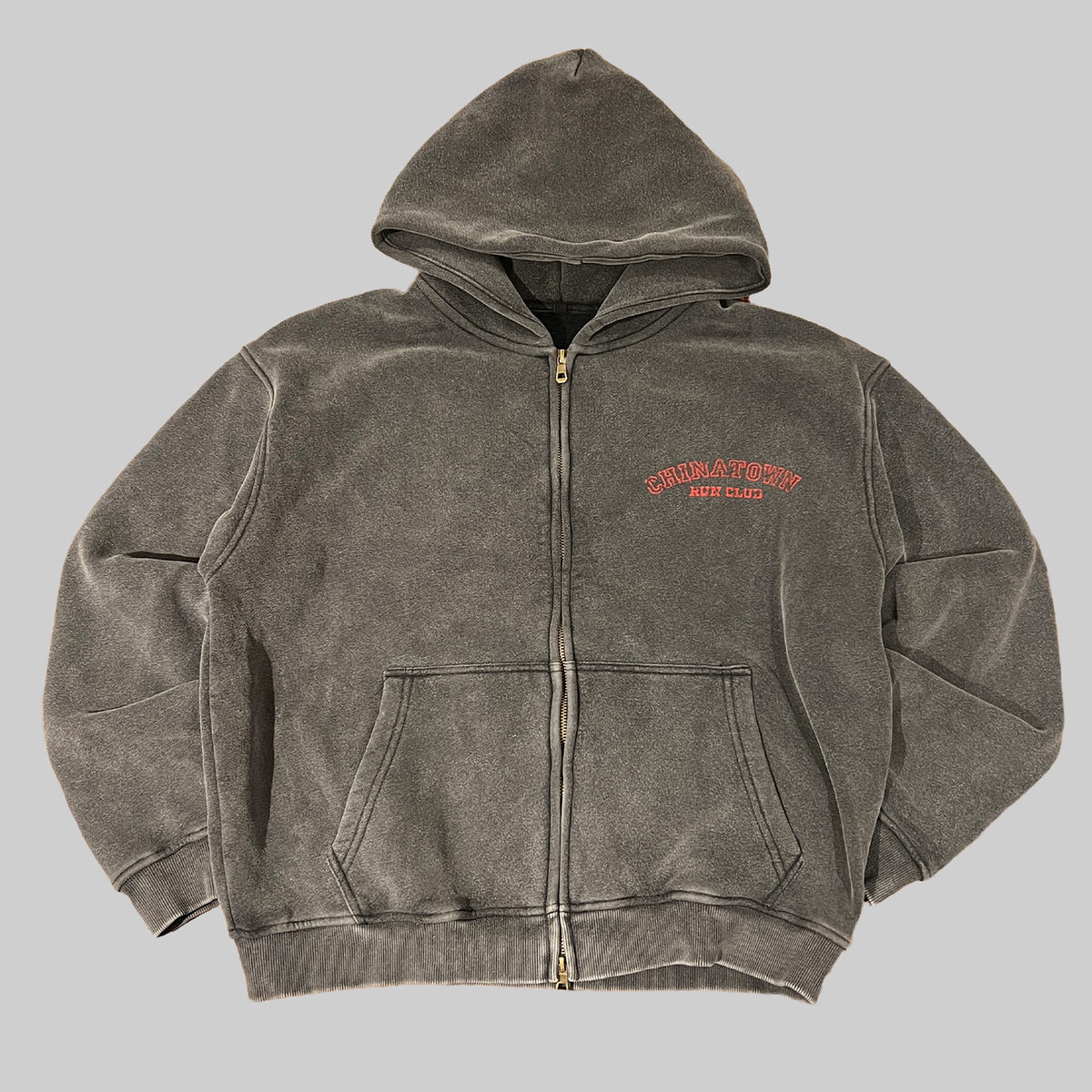 Black College Script Logo Double-Zip Hoodie