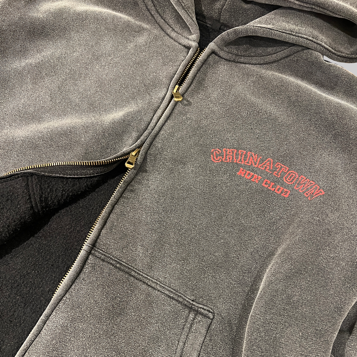 Black College Script Logo Double-Zip Hoodie