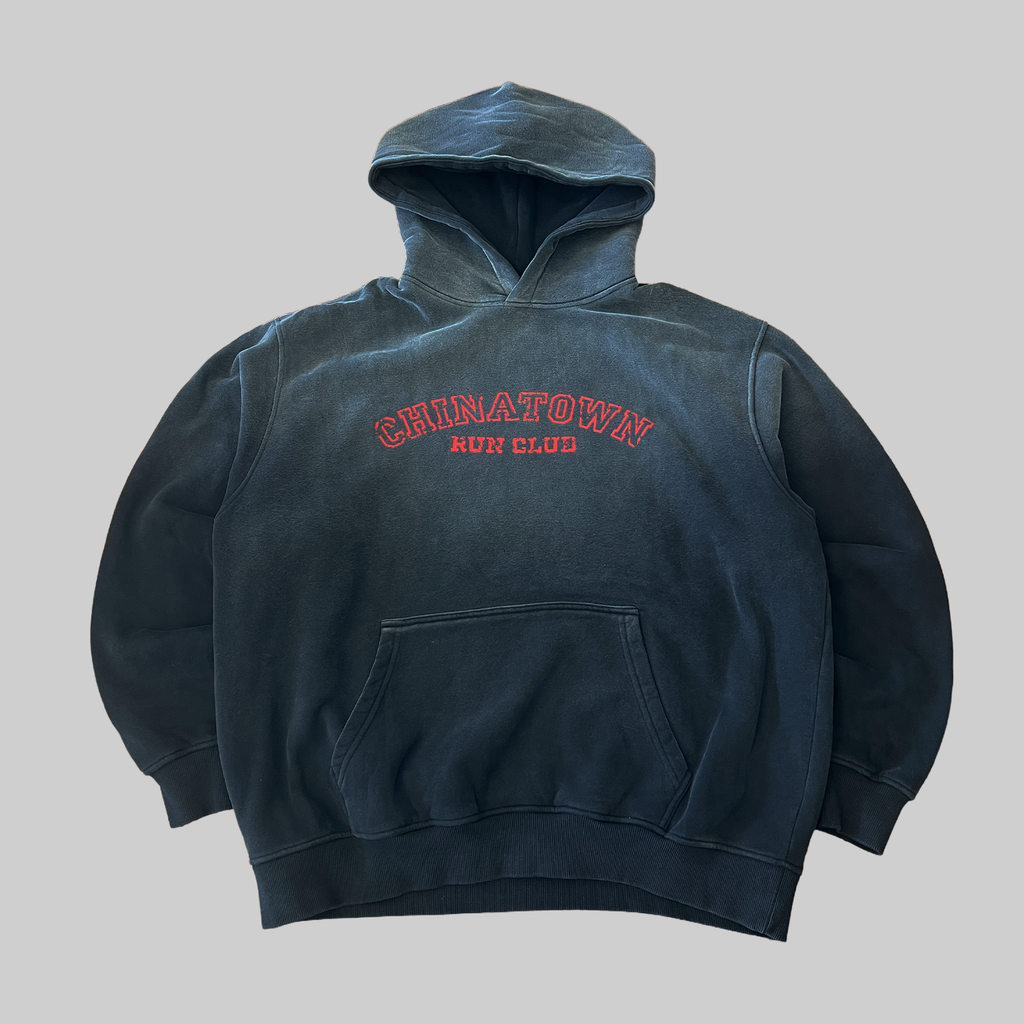 Black College Script Logo Hoodie